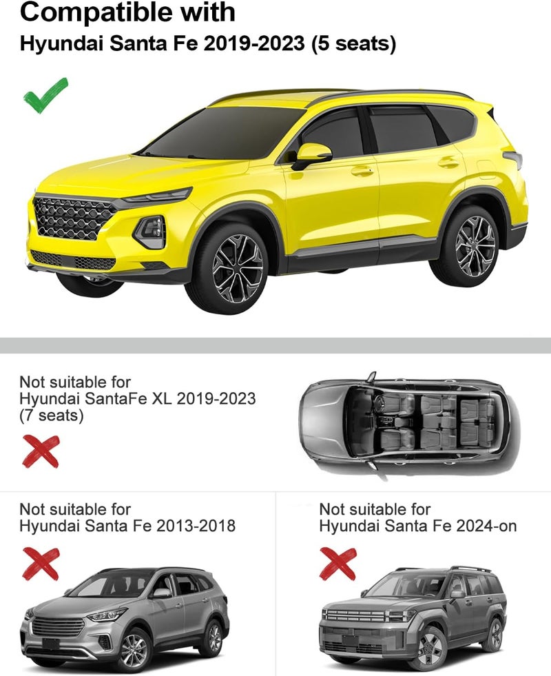 Deejecsun in-Channel Window Rain Guards Intended for Hyundai Santa Fe 5 Seats 2019-2023 (Not for XL 7 Seat) Window Deflectors Vent Visors Vent Shades Exterior Visors Rain Guards Accessories - 4 pcs - Image 3